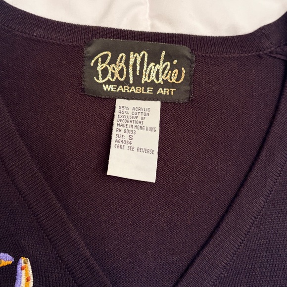 Bob Mackie Wearable Art Black Embroidered Cardigan | Vintage Staple Glam Piece - Picture 3 of 10